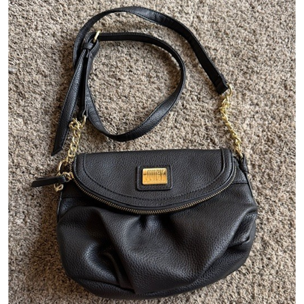 Juicy Couture Crossbody Purse Black W/Gold Accents White lining w/ Black Crowns